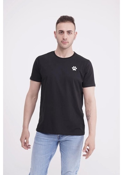 The Socks Company 23scts233u Pati Nakışlı Yaka Siyah Tshirt 001