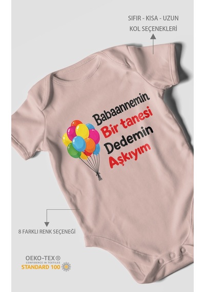 Morivokids Babaanneye Ve Dedeye Özel Kısa Kollu Bebek Body %100 Pamuk Zbn161-kk Pastel Pembe