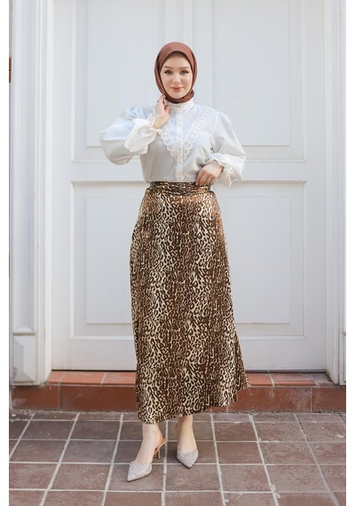 Armine Trend Leopar Desenli Etek-kahverengi 24kt103 Kahverengi