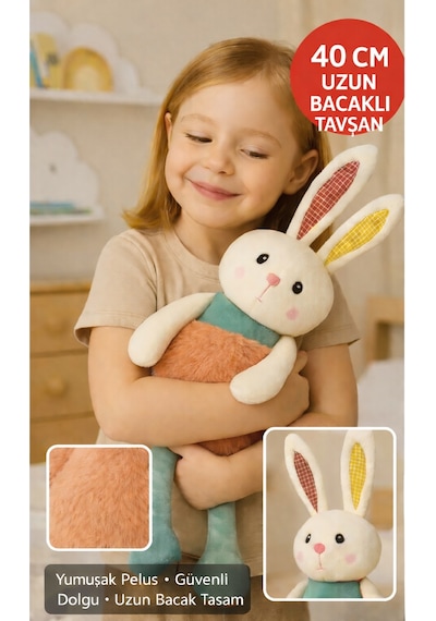 40 Cm Uzun Bacaklı Tavşan Peluş Oyuncak Yumuşak Peluş, Dekor Ve Uyku Arkadaşı Diğer