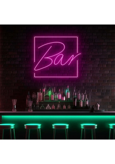 Bar Yazılı Neon Tabela Pembe