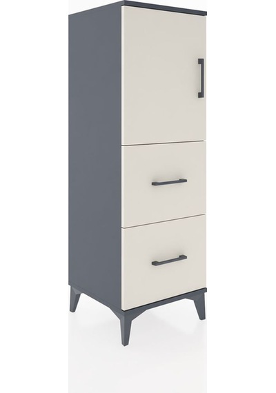 Hyperion Dolap 2 Raflı 2 Çekmeceli Tek Kapaklı 44x44x134 Antrasit-aytaşı Antrasit