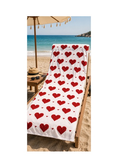 Plaj Havlusu Ss-26 Koleksiyonu Premium Özel Tasarım Hızlı Kuruyan Mikrofiber Havlu 75x150 Cm Kırmızı
