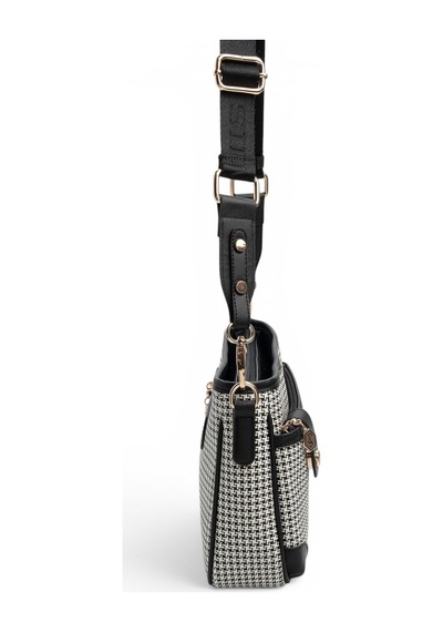 Silver & Polo Silver Polo Siyah - Siyah Kaz Ayağı Ekose Kadın Çapraz Çanta Sp1160
