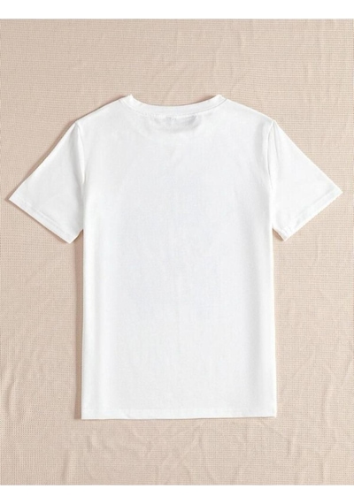 Kadin Beyaz Oversize Woswos Baskılı T-shirt Beyaz-67938