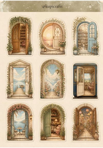 4 Sayfa Secret Rooms Sticker Set- Gizli Odalar Temalı Etiket Seti Ajanda Scrapbook Journal 0
