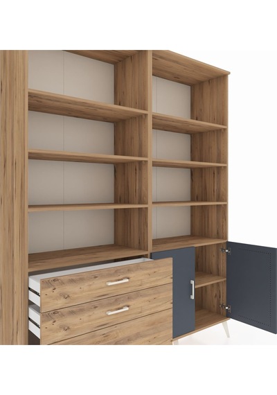 Hyperion Gardrop 9 Raflı 3 Çekmeceli 2 Kapaklı 176x44x221 Çam-antrasit/çam Antrasit/çam Hyperion Gardrop 9 Raflı 3 Çekmeceli 2 Kapaklı 176x44x221 Çam-antrasit/çam Antrasit/çam