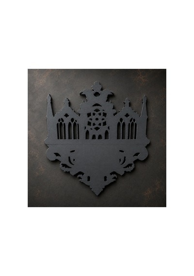 Çift Başlı Kartal Detaylı Gotik Katedral Duvar Rafı Siyah 3d Baskı 21x25x11 Cm Siyah