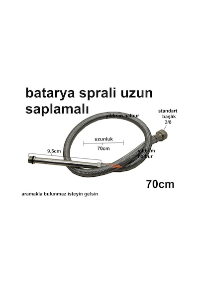 BATARYA BORUSU 70 CM BAĞLANTI SPRALİ UZUN UÇLU ÇELİK HORTUM