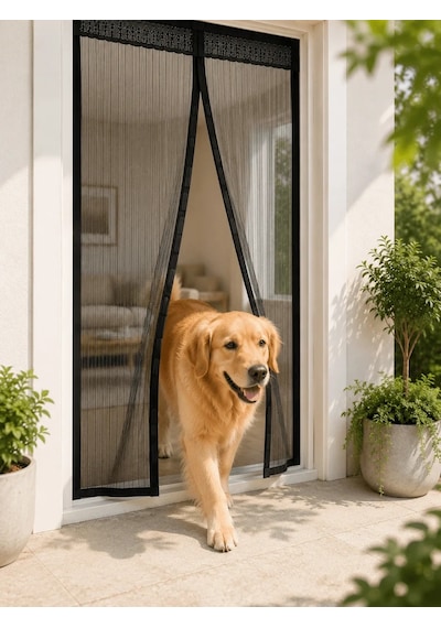 Lb Mıknatıslı Kapı Sinekliği Otomatik Kapanan Siyah File Balkon Ve Teras Sinekliği