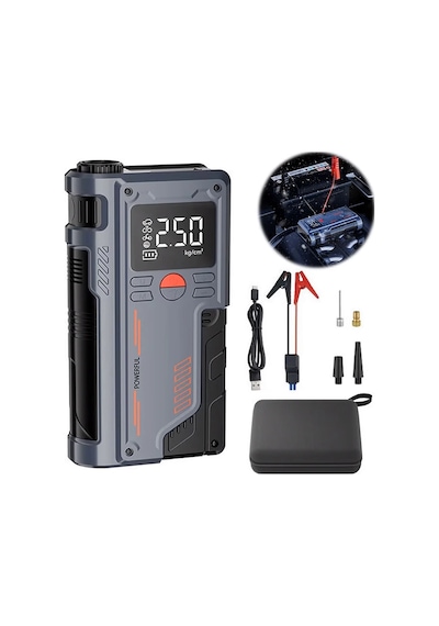 Ezere St-9631 Pro Taşınabilir Göstergeli Araç Lastik Şişirme Ve Starter Akü Takviye Seti- 5775 1
