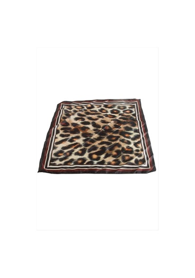 Leopar Desenli Saten Fular 50 50 Cm