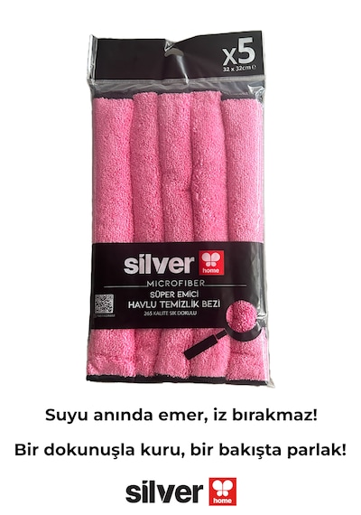 Mikrofiber Süper Emici 5'li Havlu Temizlik Bezi-pembe Pembe