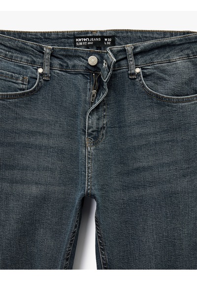 Koton Normal Bel Pamuklu Slim Fit Jean Pantolon - Brad Jean İndigo Stone 6wam40234nd İndigo - Taş Koton Normal Bel Pamuklu Slim Fit Jean Pantolon - Brad Jean İndigo Stone 6wam40234nd İndigo - Taş