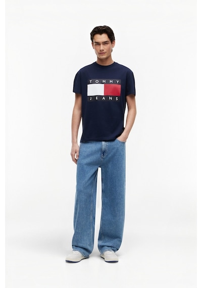 Tommy Hilfiger Tjm Reg Bıg Flag Ss Tee Ext Erkek Mavi T-shirt - Dm0dm22645