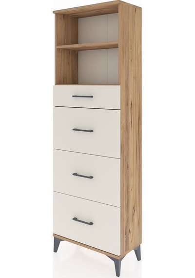 Arges Dolap 2 Raflı 4 Çekmeceli 60x30x182 Çam-aytaşı Atlas Çam