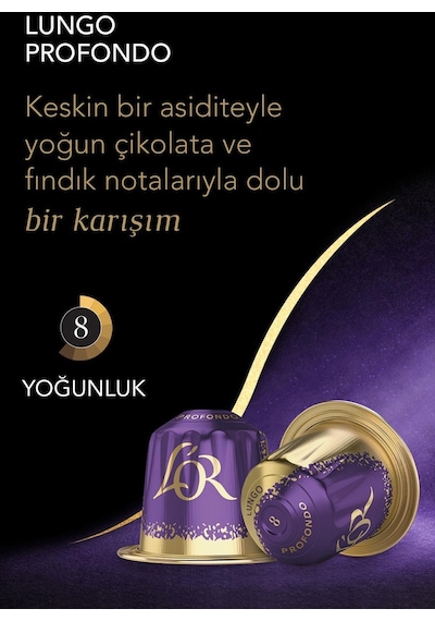 L'or Lungo Profondo Intensity 8 Nespresso Uyumlu Kapsül Kahve 10 x 10'lu