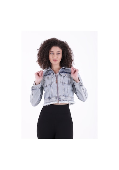 Püskül Detaylı Ve Fermuarlı Kolları Düğmeli Kısa Kot Kadın Ceket Kar Yıkama Açık Mavi Denim Kar Yıkama Açık Mavi Püskül Detaylı Ve Fermuarlı Kolları Düğmeli Kısa Kot Kadın Ceket Kar Yıkama Açık Mavi Denim Kar Yıkama Açık Mavi