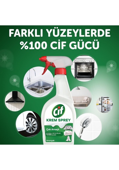 Krem Sprey Çok Amaçlı Amonyak Yüzey Temizleyici Yağ Ve Kir Çıkarıcı 750 Ml Diğer
