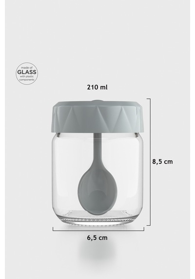 Renga Lexa 210 Ml Kaşıklı Cam Baharatlık 161019 Gri Gri