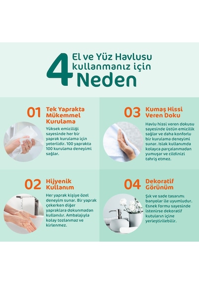 Sofia 100'lü El Ve Yüz Havlusu 2 Paket Yumuşak Doku İle Mükemmel Kurulama Sağlar