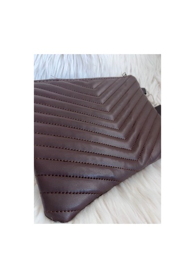 Genel Markalar Kahverengi Clutch El Çantası Krem