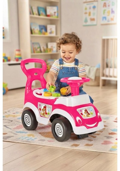 Bul-tak İlk Arabam - Çocuk İlk Adım Ve Bultak Oyuncak Eğitici 52 Cm Aktivite Arabası Pembe