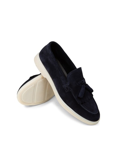 Deery Erkek Hakiki Süet Lacivert Püsküllü Loafer - 02030mlcvc01