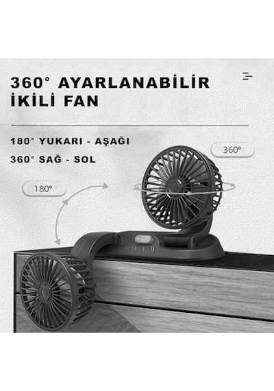 Fan10 Mini Araç Vantilatörü, 12 Volt Dc, Çakmaklık Bağlantılı, Plastik, Araç Numaratörlü 2 Li Set
