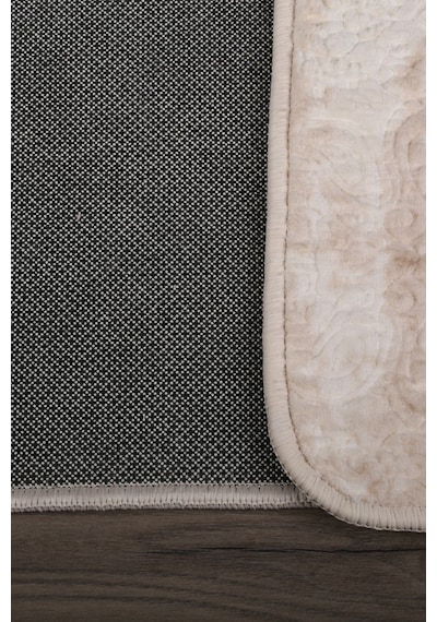Nova Krem 80x150 + 50x80 Cm Büyük Ebat 2'li Banyo Halısı Paspas Seti Kaymaz Taban Klozet Takımı Krem