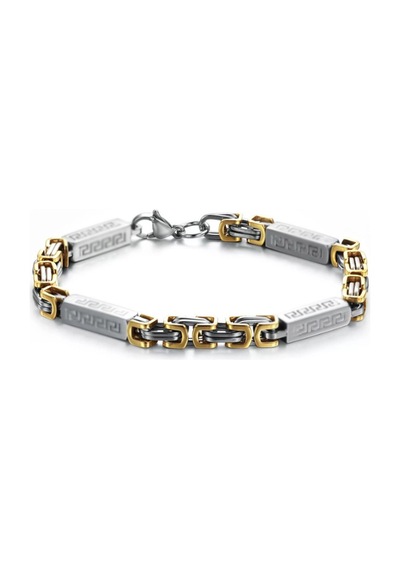 Ehediye Chavin 6 Mm. Kral Ve Greek Desen Çelik Erkek Bileklik Dg99Sr Altın