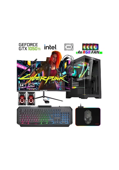 Xaser XSR1022 i5-7400 16 GB 512 GB SSD 4 GB GTX1050Ti 24" Free Dos Masaüstü Oyuncu Bilgisayarı