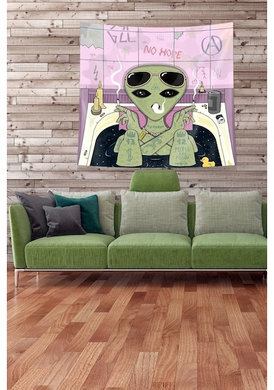 Pelangi Multirenk Küvetin Içindeki Uzaylı Leke Tutmaz Kadife Kumaş Duvar Örtüsü Duvar Halısı Tapestry Kwll352, Çok Renkli