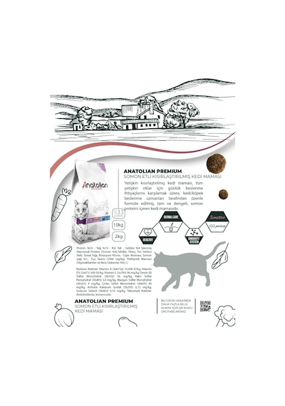 Anatolian Premium Kısırlaştırılmış Somonlu Yetişkin Kedi Maması 2 KG