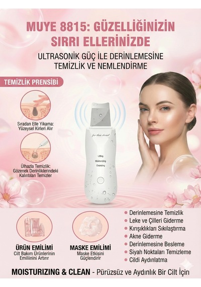 Ultrasonik Spatula Yüz Akne Giderici Siyah Nokta Temizleme Cihazı