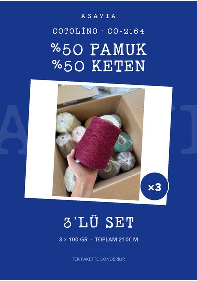 Lana Gatto Cotolino Örgü İpi 3'lü Set 3 X 100 Gr %50 Pamuk %50 Keten Co-2164
