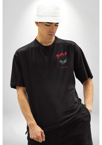 Gerçeklikten Uzak Tutun Siyah Oversize Unisex Ön Ve Sırt Baskılı Tişört Siyah Gerçeklikten Uzak Tutun Siyah Oversize Unisex Ön Ve Sırt Baskılı Tişört Siyah