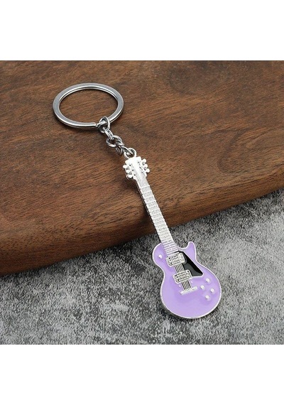 Herşey Nota Gitar Lila Gitarist Hediye Anahtarlık Veya Çanta Süsü