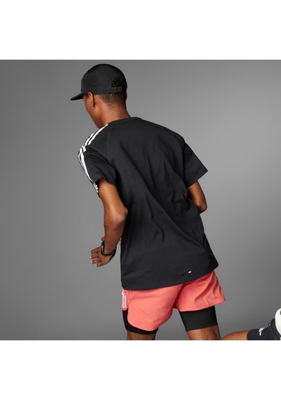 Adidas Own The Run 3 Stripes Erkek Siyah Yuvarlak Yaka Tişört IQ3834