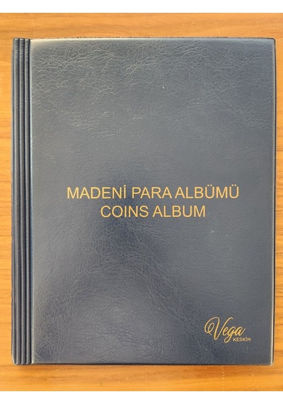 200 Adet Yerli Madeni Para Albümü Koleksiyon Mavi. Toplam 10 Sayfa. Her Sayfada 20 Madeni Para
