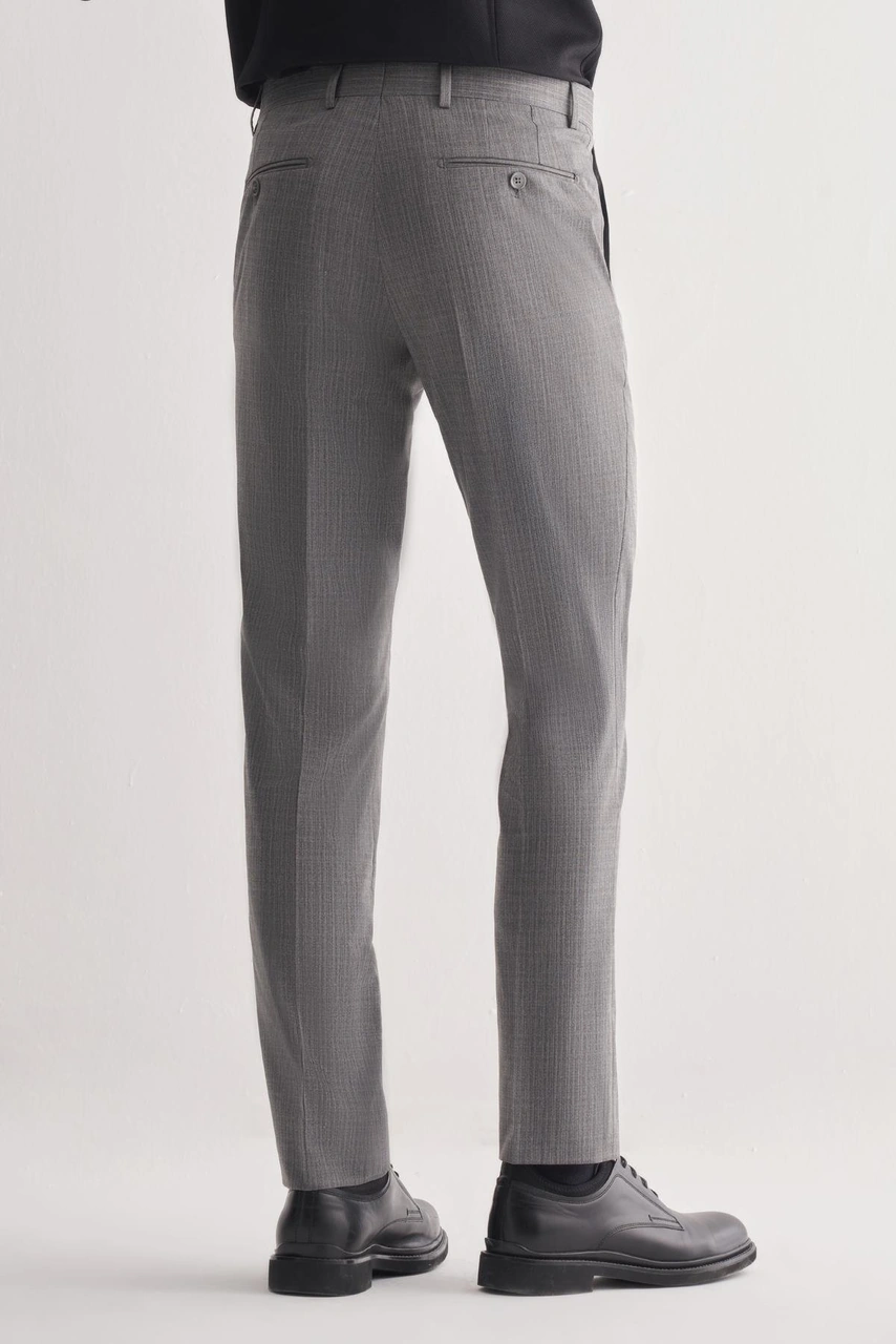 İmza Füme Yan Cep Açık Paça Kendinden Desenli Slim Fit Pantolon 1003255152 Füme