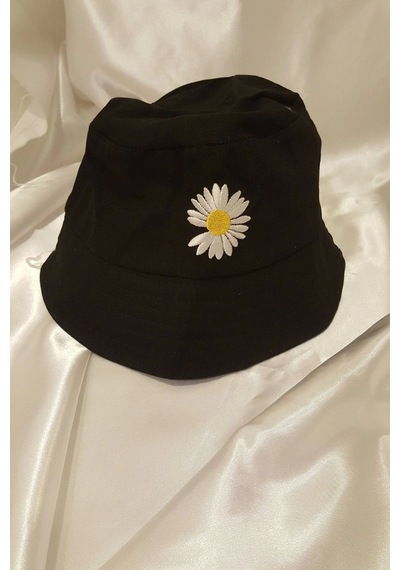 Şapka Bucket Şapka Balıkçı Kova Şapka Unisex Yuvarlak Şapka Papatya İşlemeli ÇoK Renkli Çok Renkli