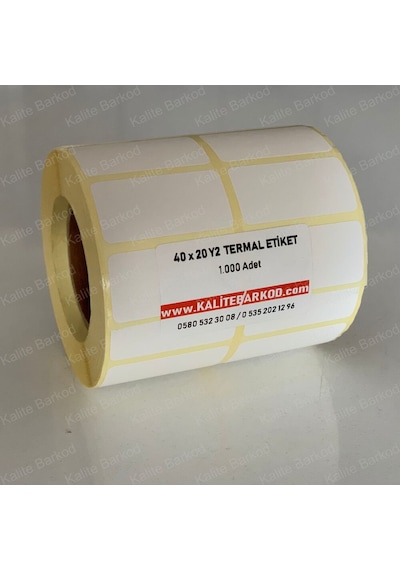 40X20 Yanyana 2'Li Termal Etiket Rulo Barkod Etiket