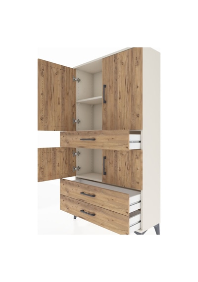 Arges Dolap 3 Raflı 3 Çekmeceli 4 Kapaklı 88x30x163 Aytaşı-çam Aytaşı