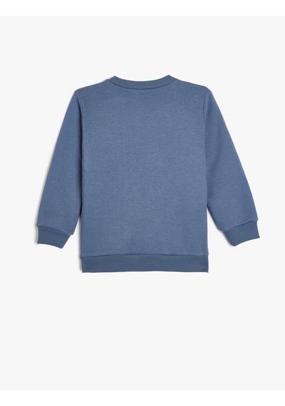 Koton Slogan Baskılı Uzun Kollu Bisiklet Yaka Sweatshirt Mavi 5wkb10613tk Mavi
