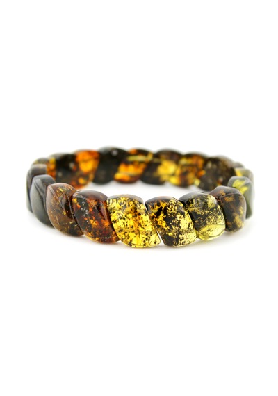 Kehribar Bileklik Özel Fosilli Roleks Tasarım Ambergold Blk23-42 Çok Renkli