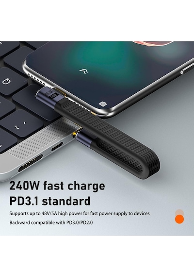 Usb4 Fpc Esnek Tip-c Kablo - 240w Pd3.1 Hızlı Şarj, 40gbps Veri Aktarımı, 8k 60hz Görüntü Desteği - 15 Cm Kby