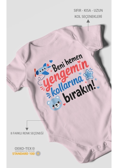 Morivokids Yengeye Özel Kısa Kollu Bebek Body %100 Pamuk Zbn150-kk Bebe Pembe