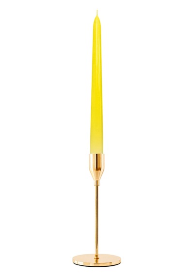 6 Lı Kısa Sarı Konik Şamdan Mum Yükseklik 18 Cm Sarı