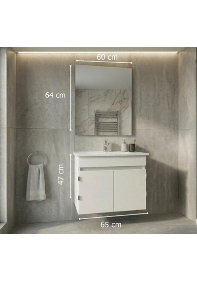 Creavit Flexio 65 Cm Katlanabilir Banyo Dolabı Beyaz Set
